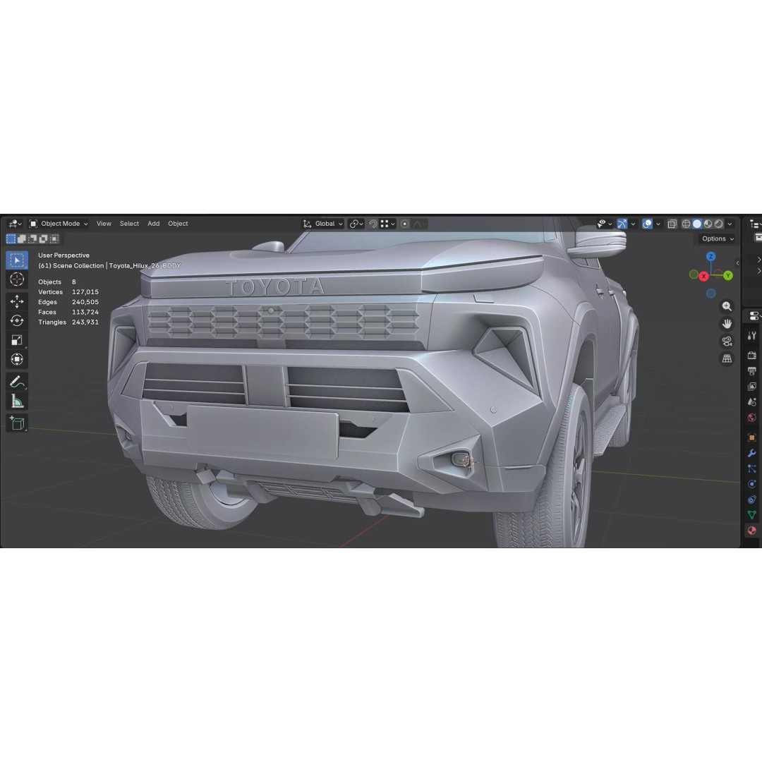 Toyota Hilux 2026 BEV 3D Model – High Poly Game-Ready Asset, FBX, OBJ - View 10
