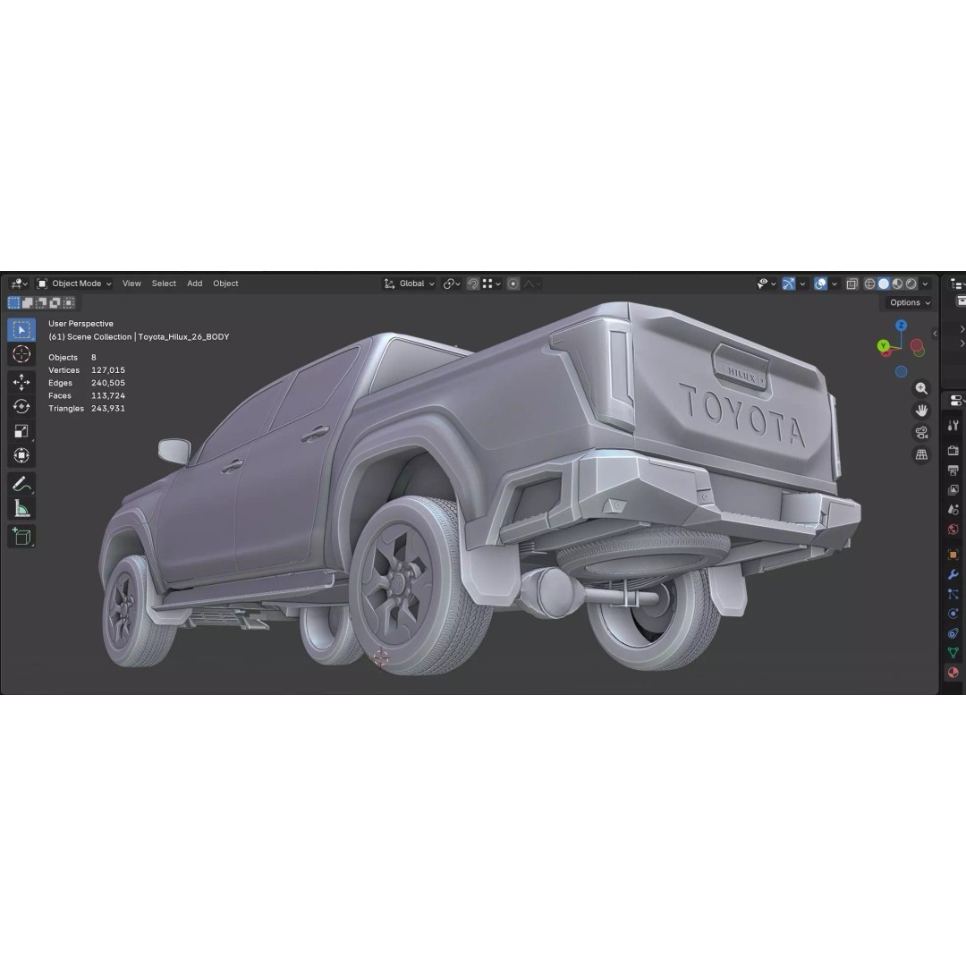 Toyota Hilux 2026 BEV 3D Model – High Poly Game-Ready Asset, FBX, OBJ - View 12