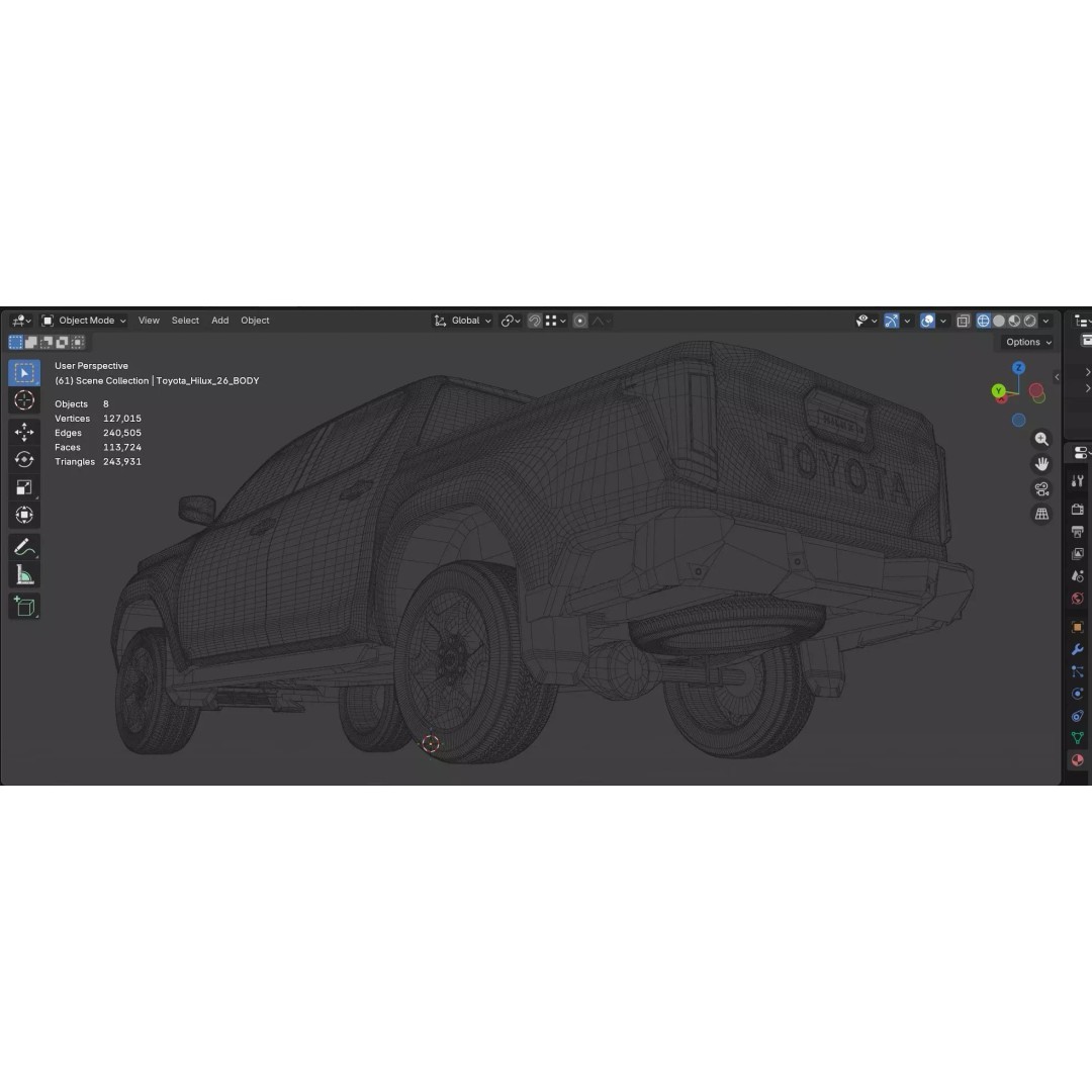 Toyota Hilux 2026 BEV 3D Model – High Poly Game-Ready Asset, FBX, OBJ - View 13
