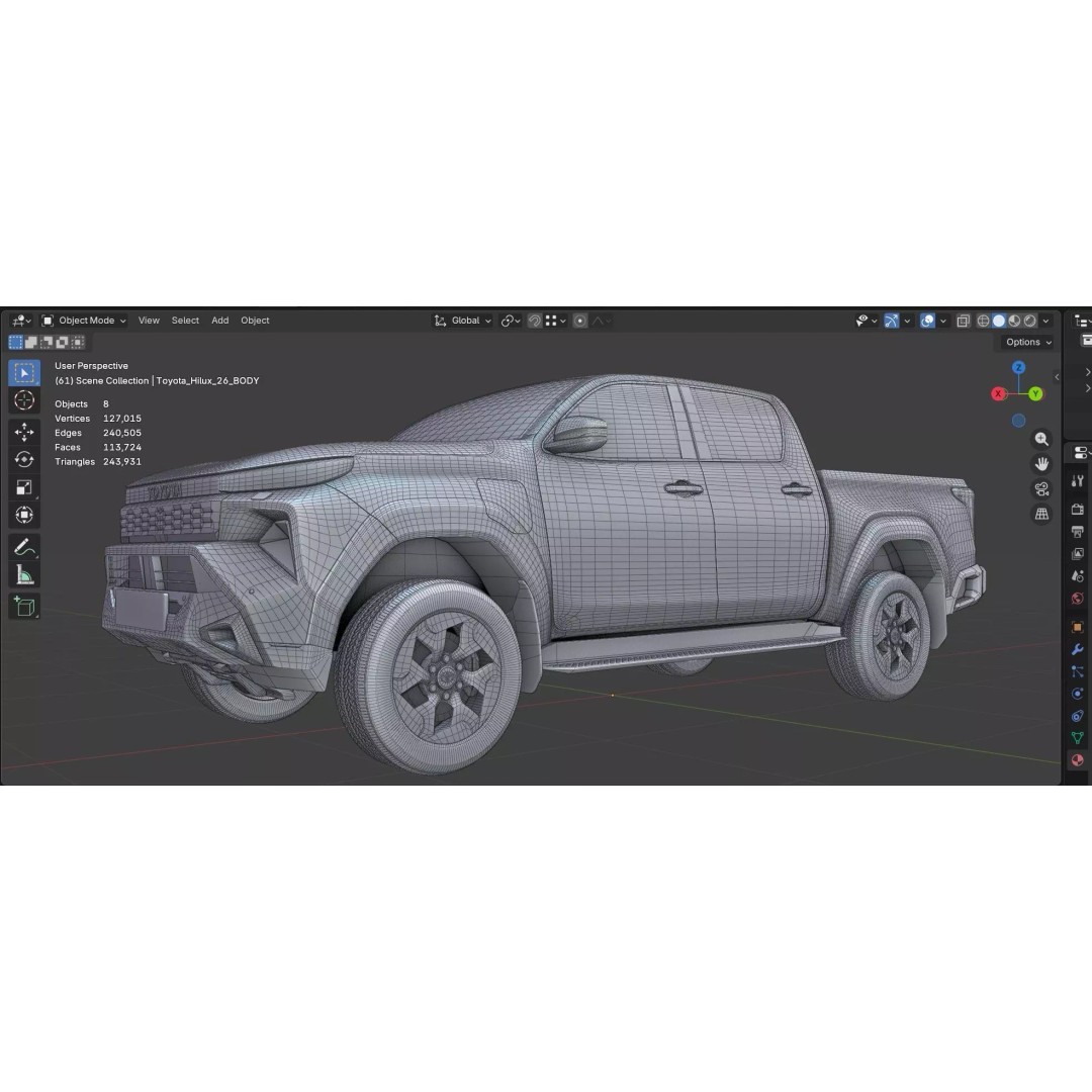 Toyota Hilux 2026 BEV 3D Model – High Poly Game-Ready Asset, FBX, OBJ - View 15
