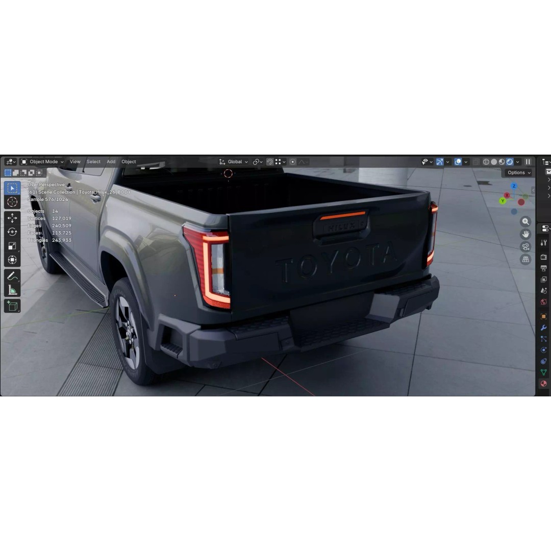 Toyota Hilux 2026 BEV 3D Model – High Poly Game-Ready Asset, FBX, OBJ - View 19