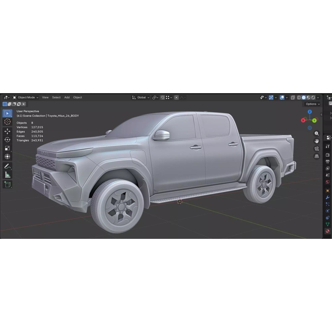 Toyota Hilux 2026 BEV 3D Model – High Poly Game-Ready Asset, FBX, OBJ - View 7
