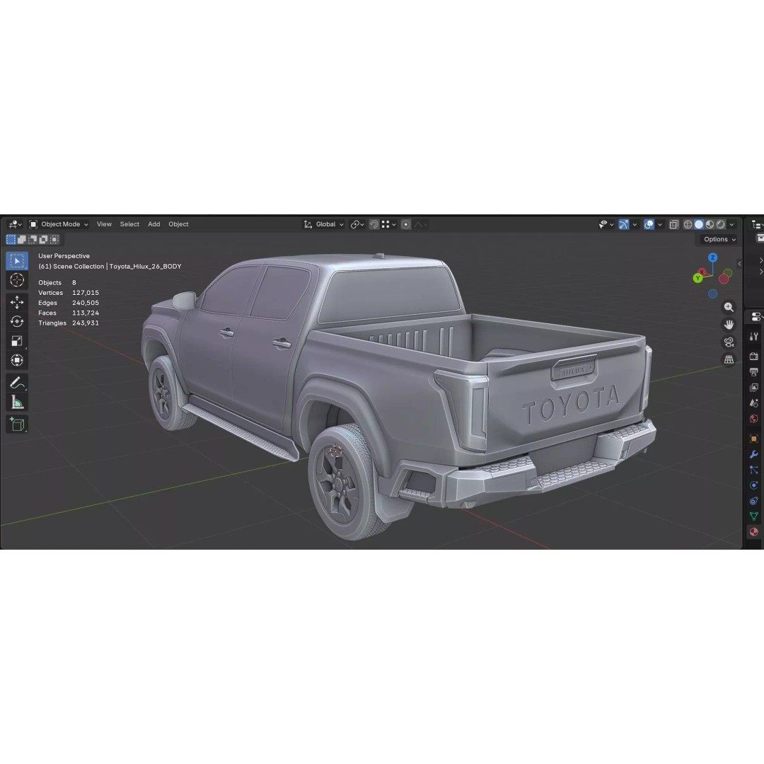 Toyota Hilux 2026 BEV 3D Model – High Poly Game-Ready Asset, FBX, OBJ - View 8