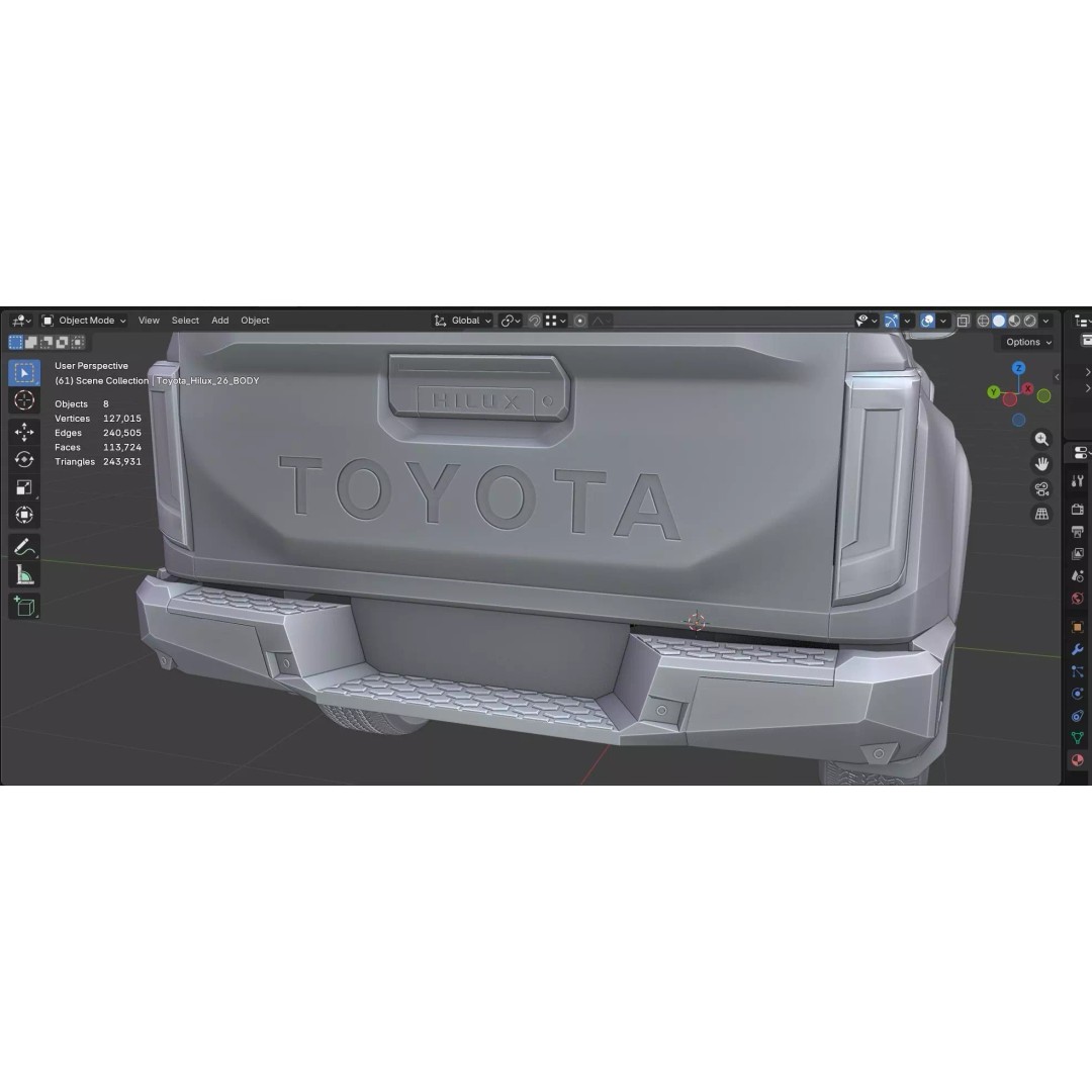 Toyota Hilux 2026 BEV 3D Model – High Poly Game-Ready Asset, FBX, OBJ - View 9