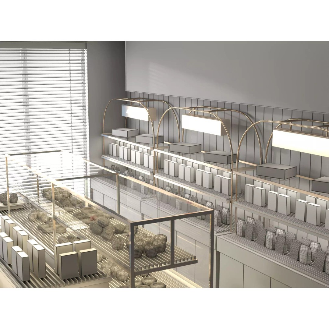 Modern Bakery Display Counter 3D Model – Low Poly Rigged Interior Asset, FBX - View 12