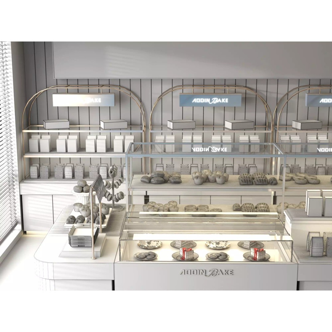 Modern Bakery Display Counter 3D Model – Low Poly Rigged Interior Asset, FBX - View 14
