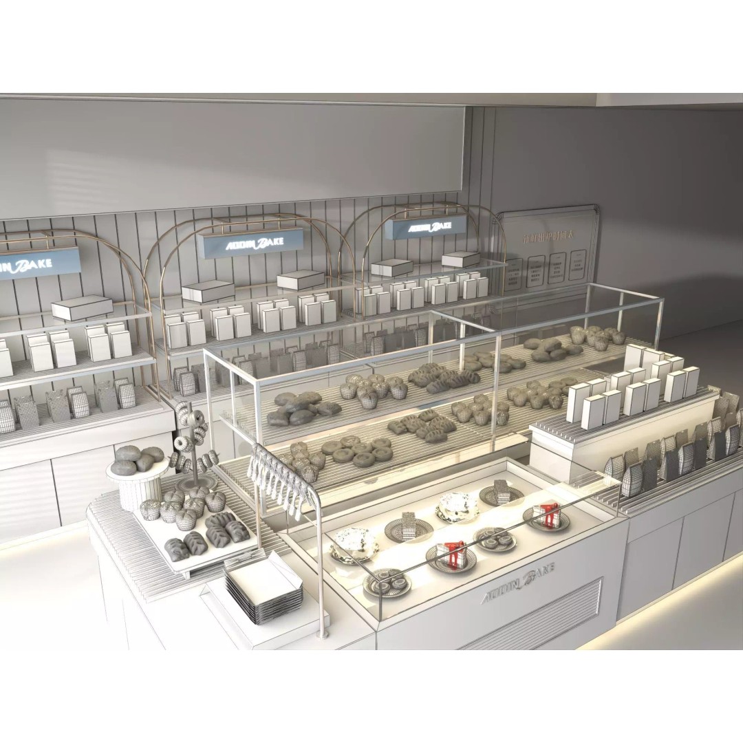 Modern Bakery Display Counter 3D Model – Low Poly Rigged Interior Asset, FBX - View 17