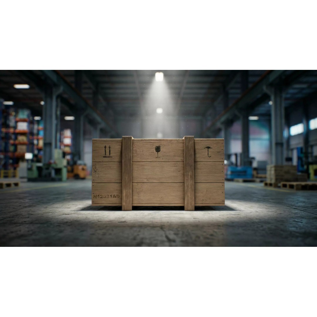 Medium Wooden Box 3D Model – Low Poly Game Asset, PBR Textures