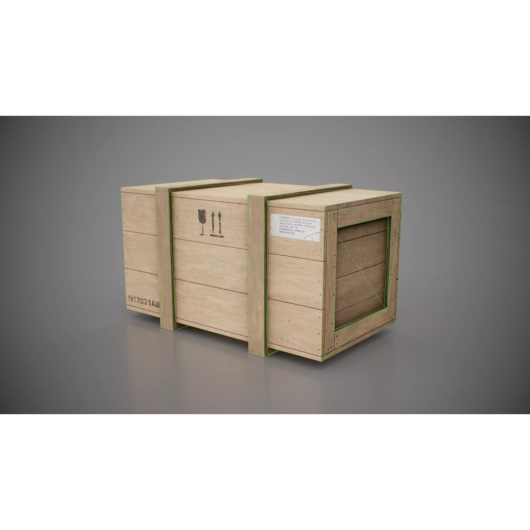 Medium Wooden Box 3D Model – Low Poly Game Asset, PBR Textures - View 10