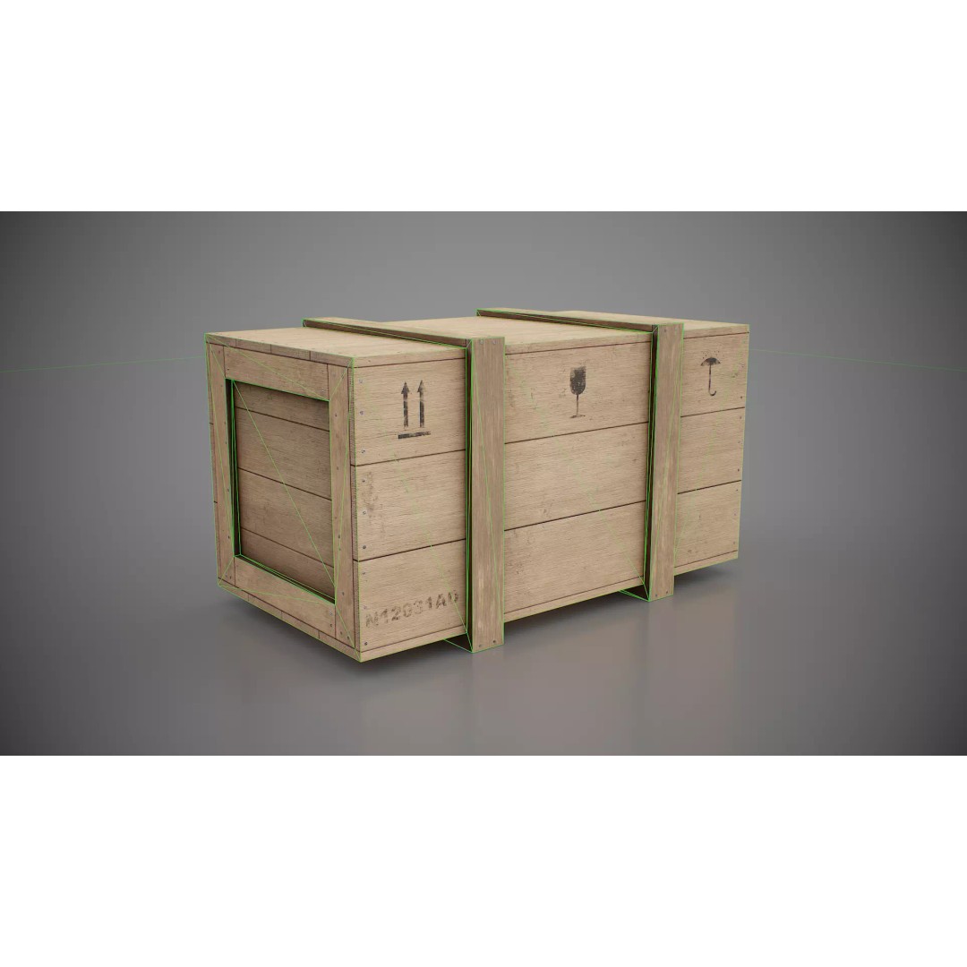 Medium Wooden Box 3D Model – Low Poly Game Asset, PBR Textures - View 12