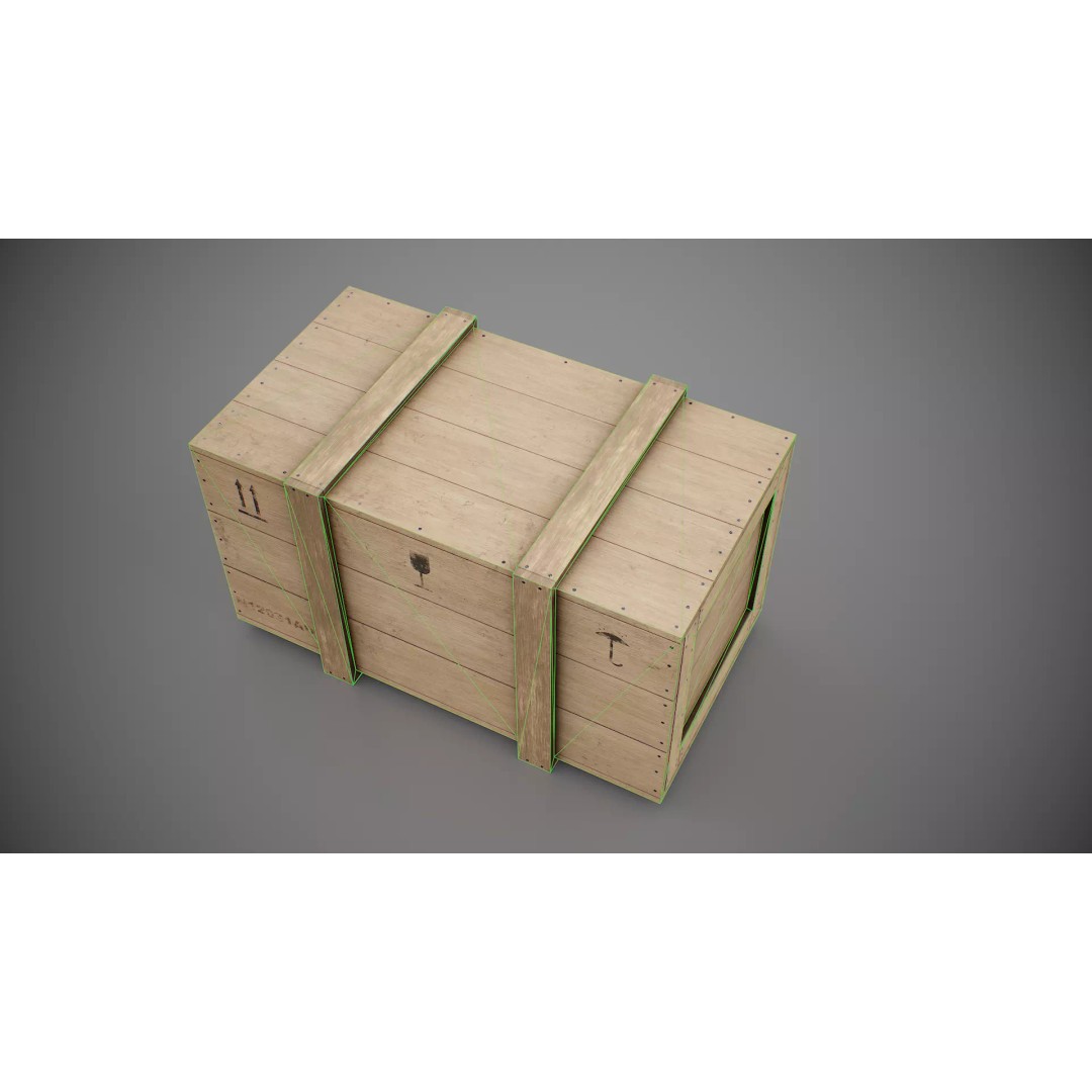 Medium Wooden Box 3D Model – Low Poly Game Asset, PBR Textures - View 15