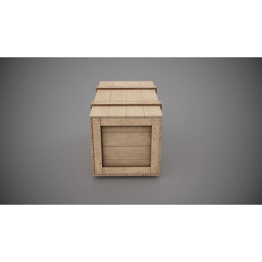 Medium Wooden Box 3D Model – Low Poly Game Asset, PBR Textures - View 16