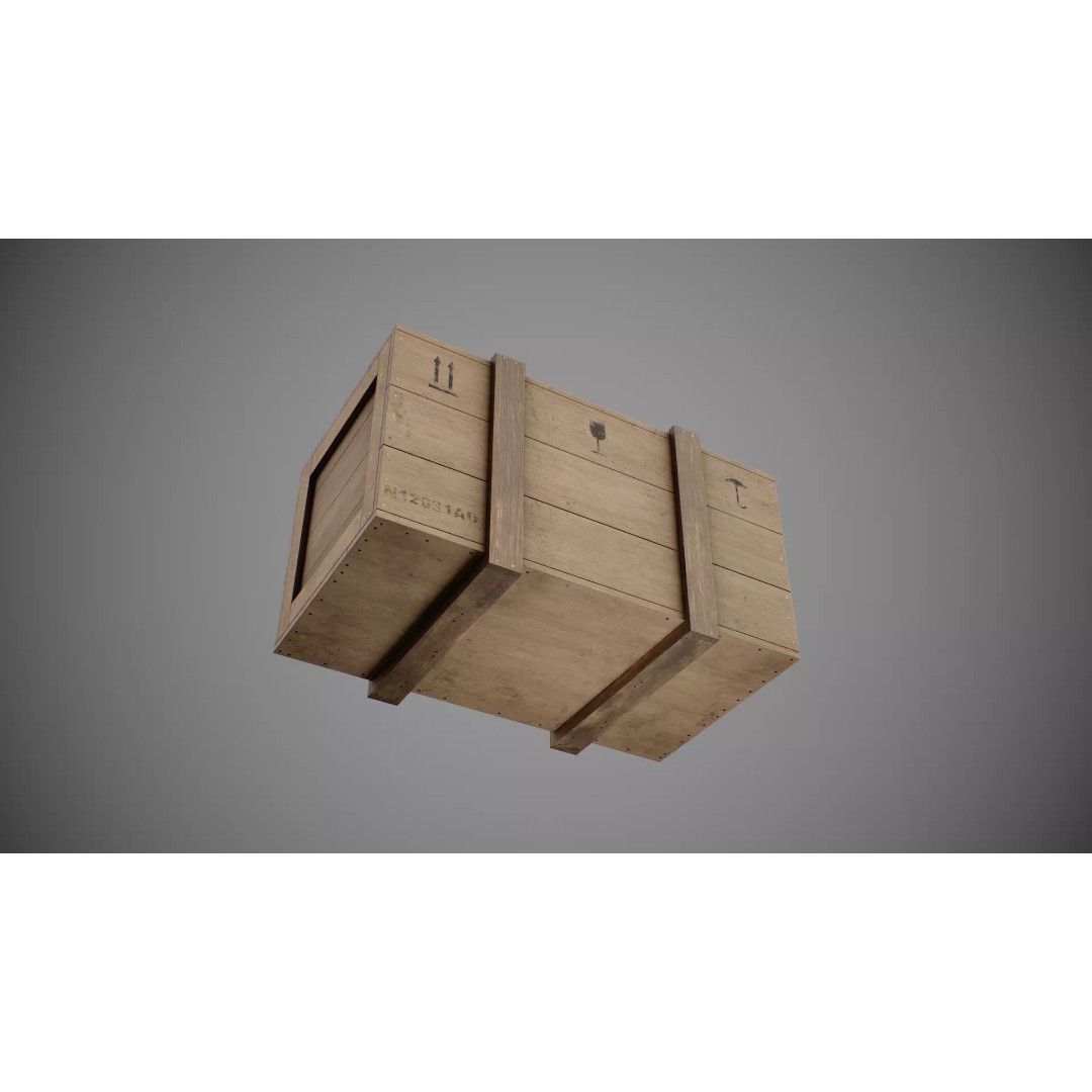 Medium Wooden Box 3D Model – Low Poly Game Asset, PBR Textures - View 17