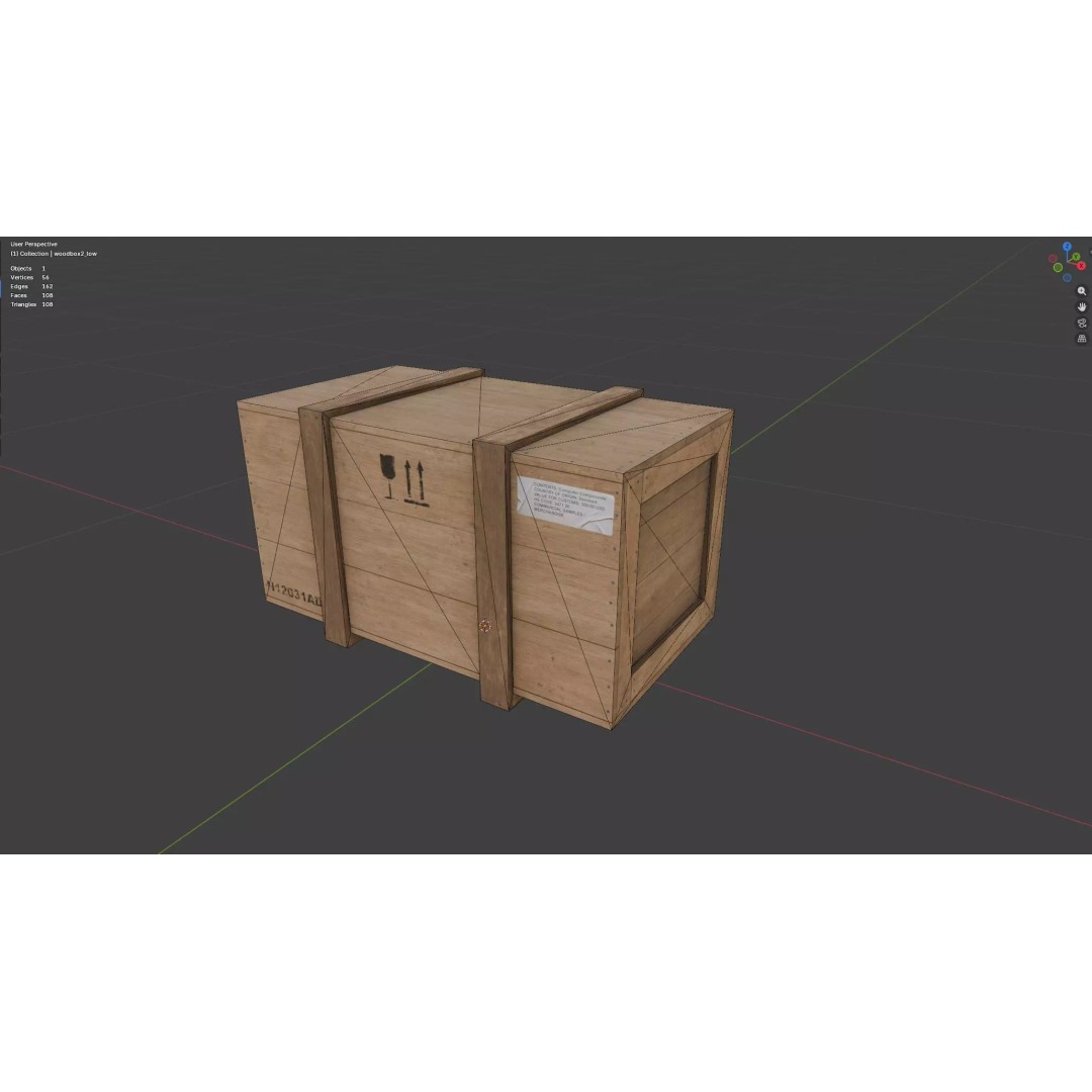 Medium Wooden Box 3D Model – Low Poly Game Asset, PBR Textures - View 19