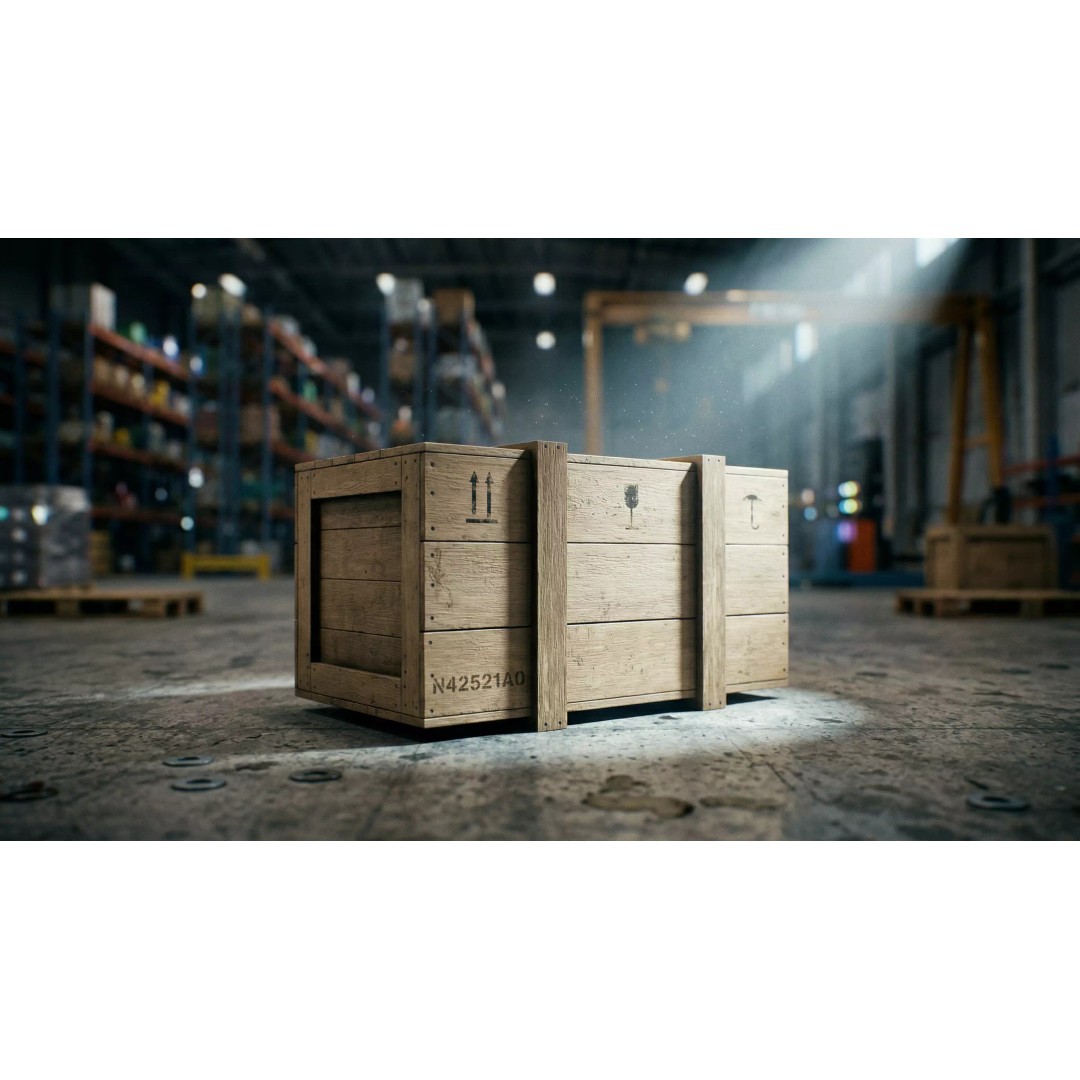 Medium Wooden Box 3D Model – Low Poly Game Asset, PBR Textures - View 2