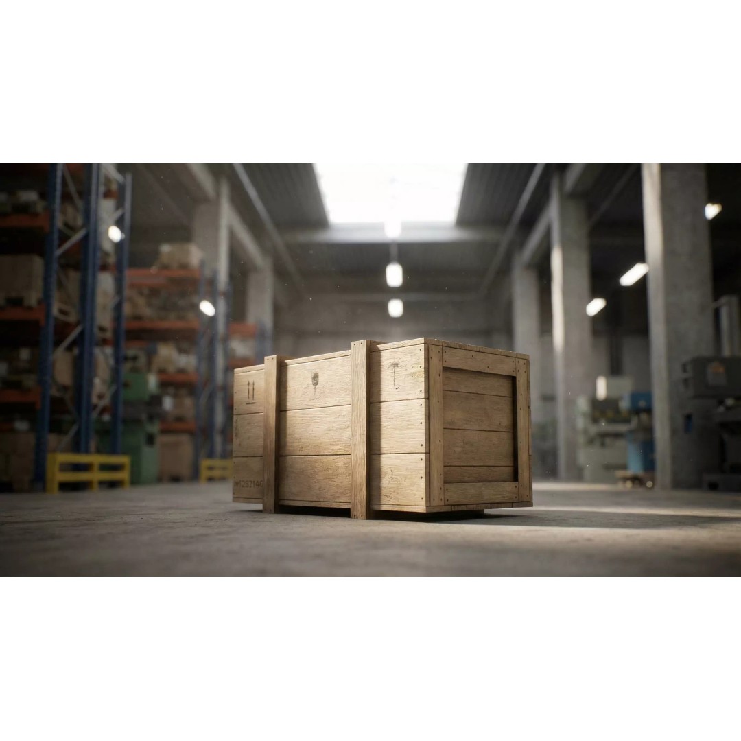Medium Wooden Box 3D Model – Low Poly Game Asset, PBR Textures - View 28