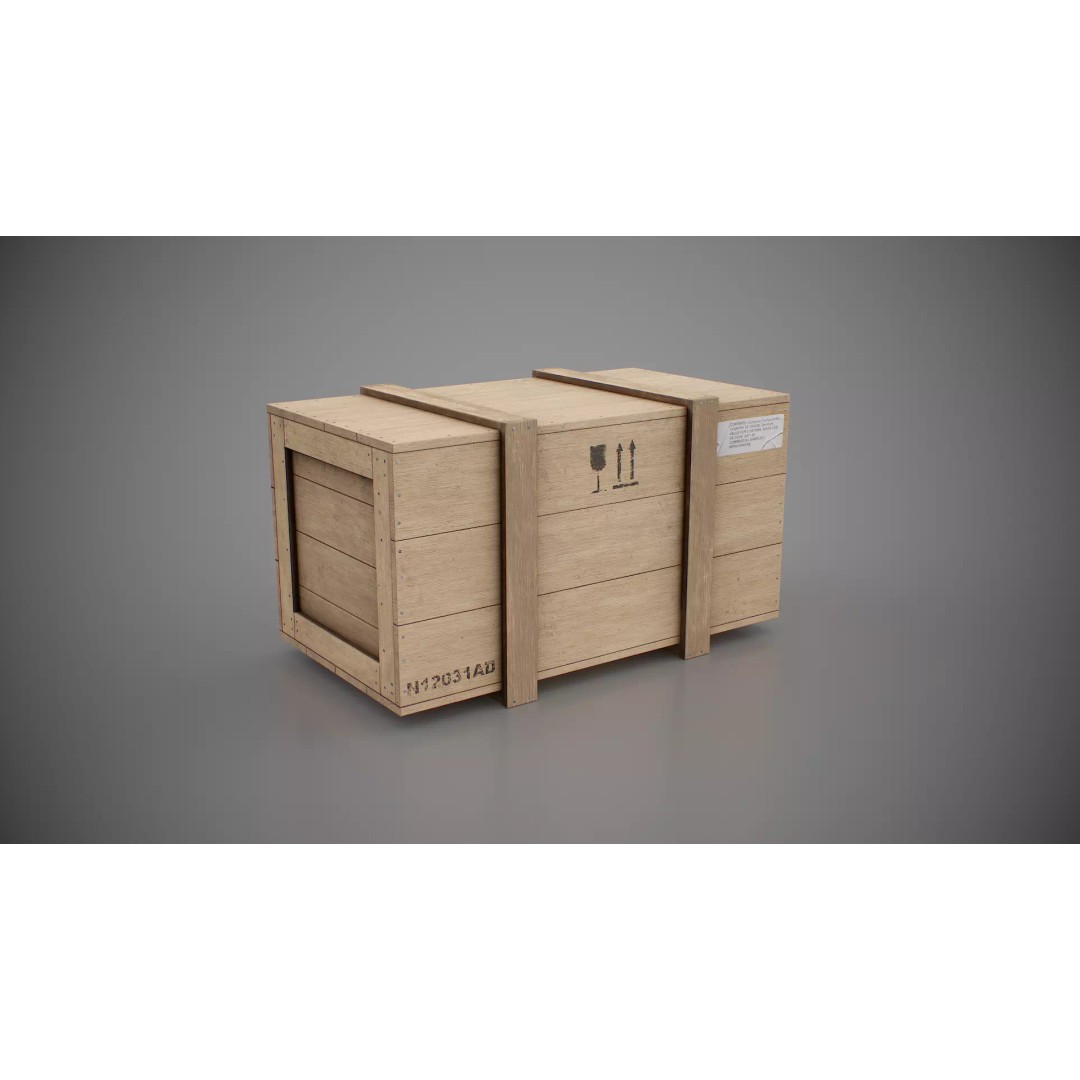 Medium Wooden Box 3D Model – Low Poly Game Asset, PBR Textures - View 7