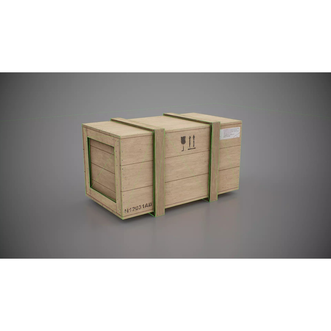 Medium Wooden Box 3D Model – Low Poly Game Asset, PBR Textures - View 8