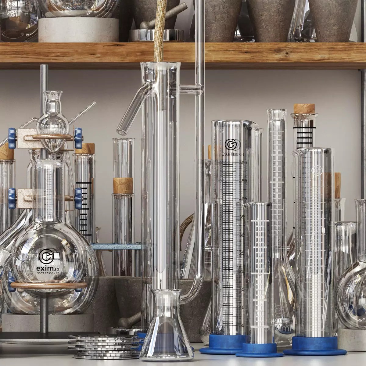 Chemistry Dishes - Low-Poly Game-Ready 3D Model - View 2