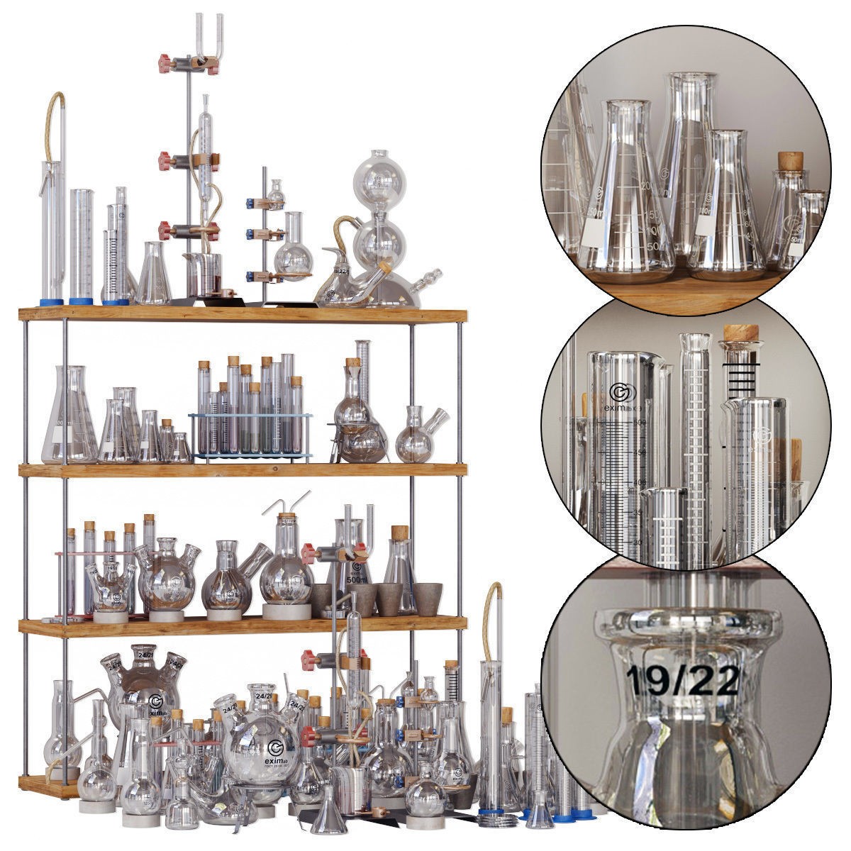 Chemistry Dishes - Low-Poly Game-Ready 3D Model - View 3