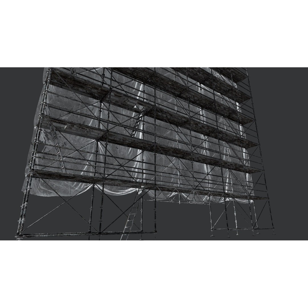 Scaffolding 3D Model – Modular Construction Asset, PBR Textures - View 7