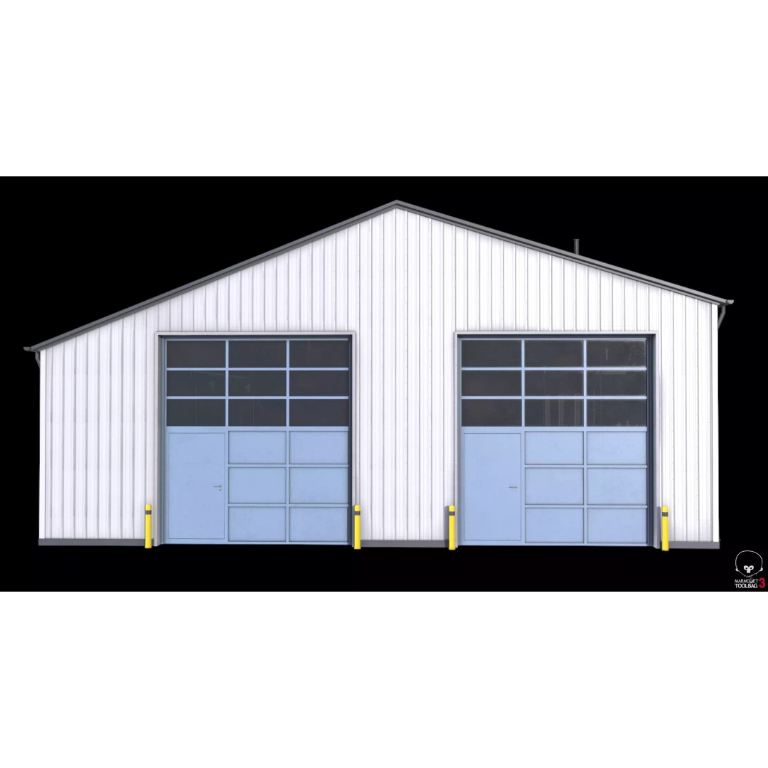 Industrial Building 3D Model – Low Poly PBR Asset, FBX