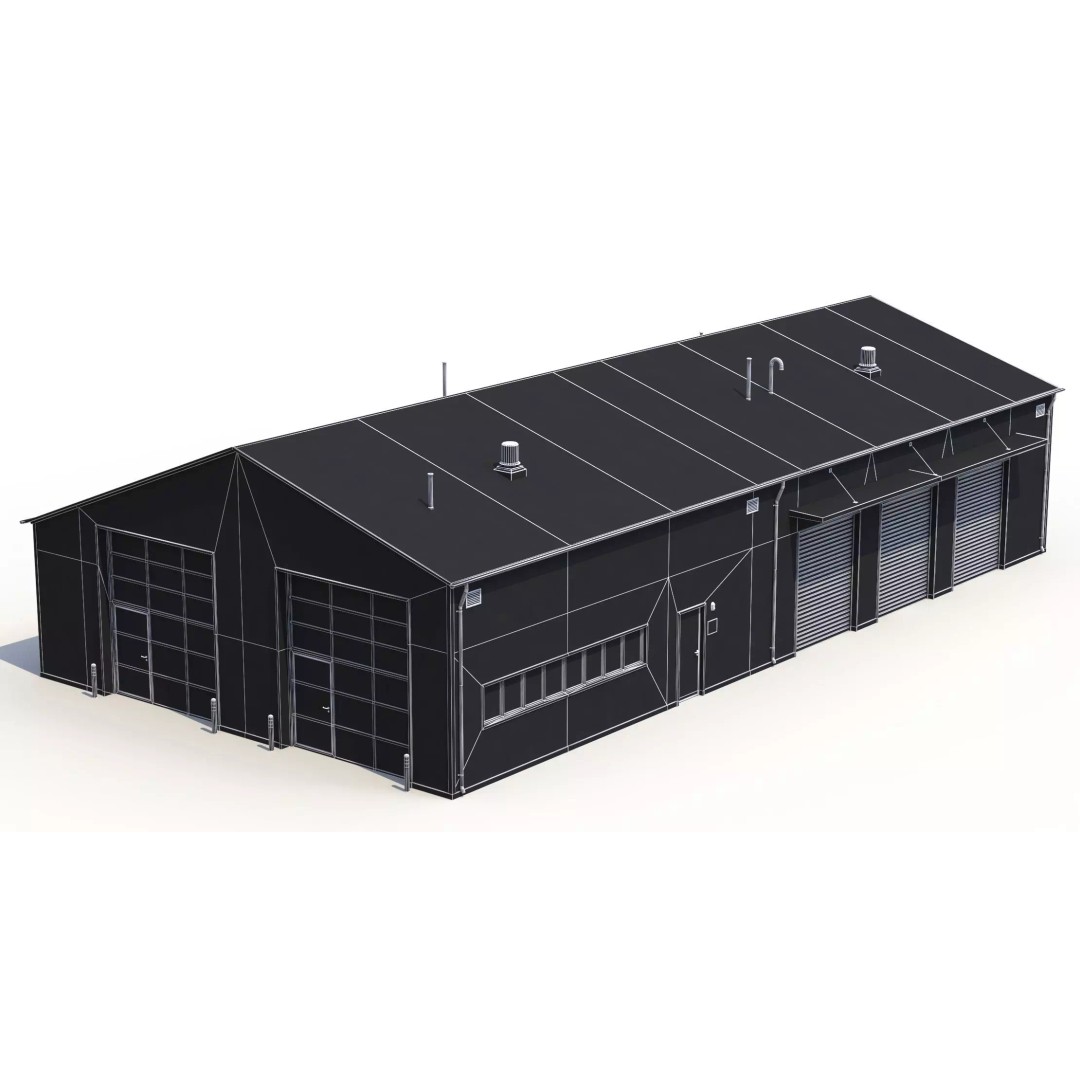 Industrial Building 3D Model – Low Poly PBR Asset, FBX - View 10