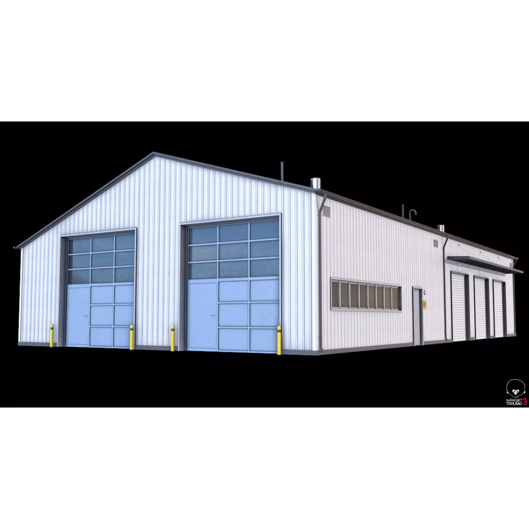 Industrial Building 3D Model – Low Poly PBR Asset, FBX - View 13