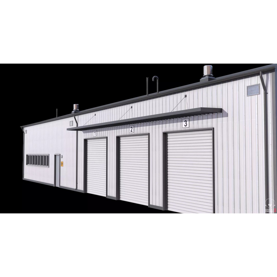 Industrial Building 3D Model – Low Poly PBR Asset, FBX - View 15