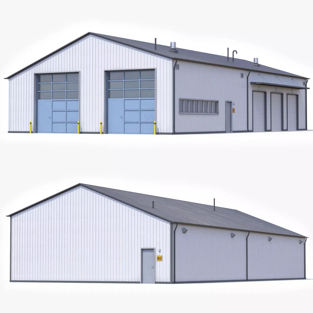 Industrial Building 3D Model – Low Poly PBR Asset, FBX - View 2