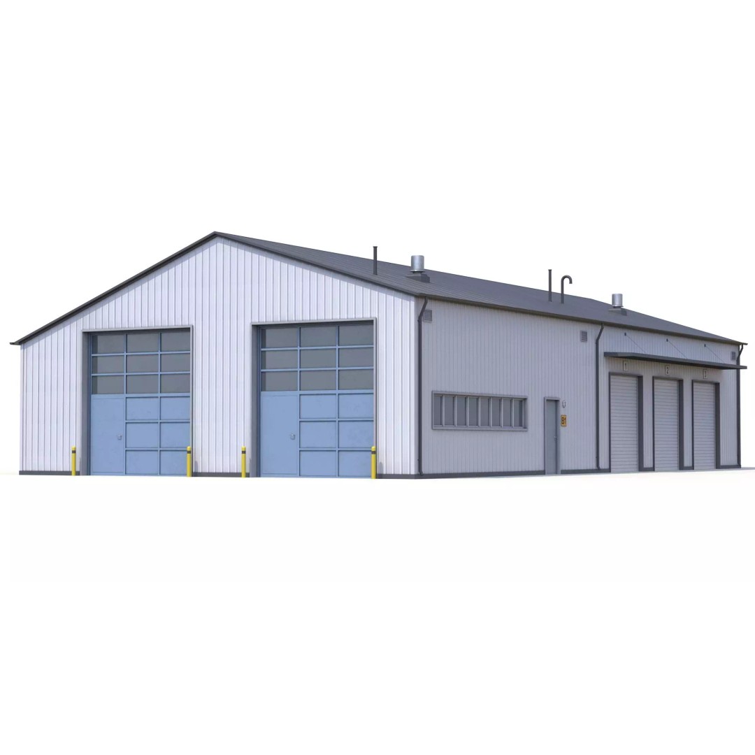 Industrial Building 3D Model – Low Poly PBR Asset, FBX - View 3