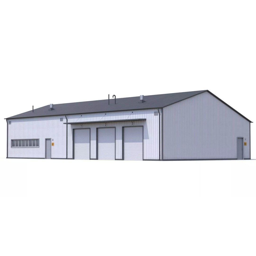 Industrial Building 3D Model – Low Poly PBR Asset, FBX - View 7
