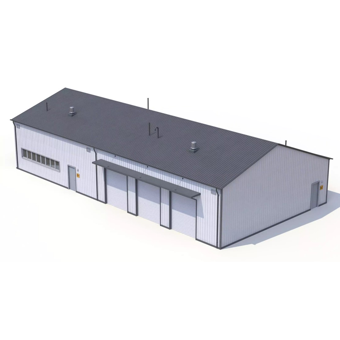 Industrial Building 3D Model – Low Poly PBR Asset, FBX - View 8