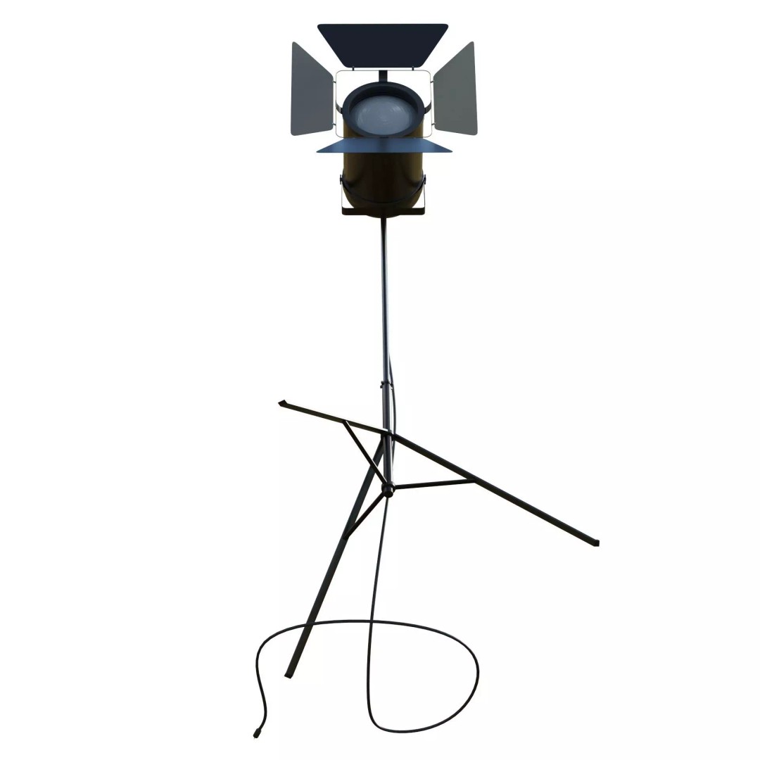 Studio Spotlight 3D Model – Low Poly PBR Asset, FBX, OBJ, Blender - View 10