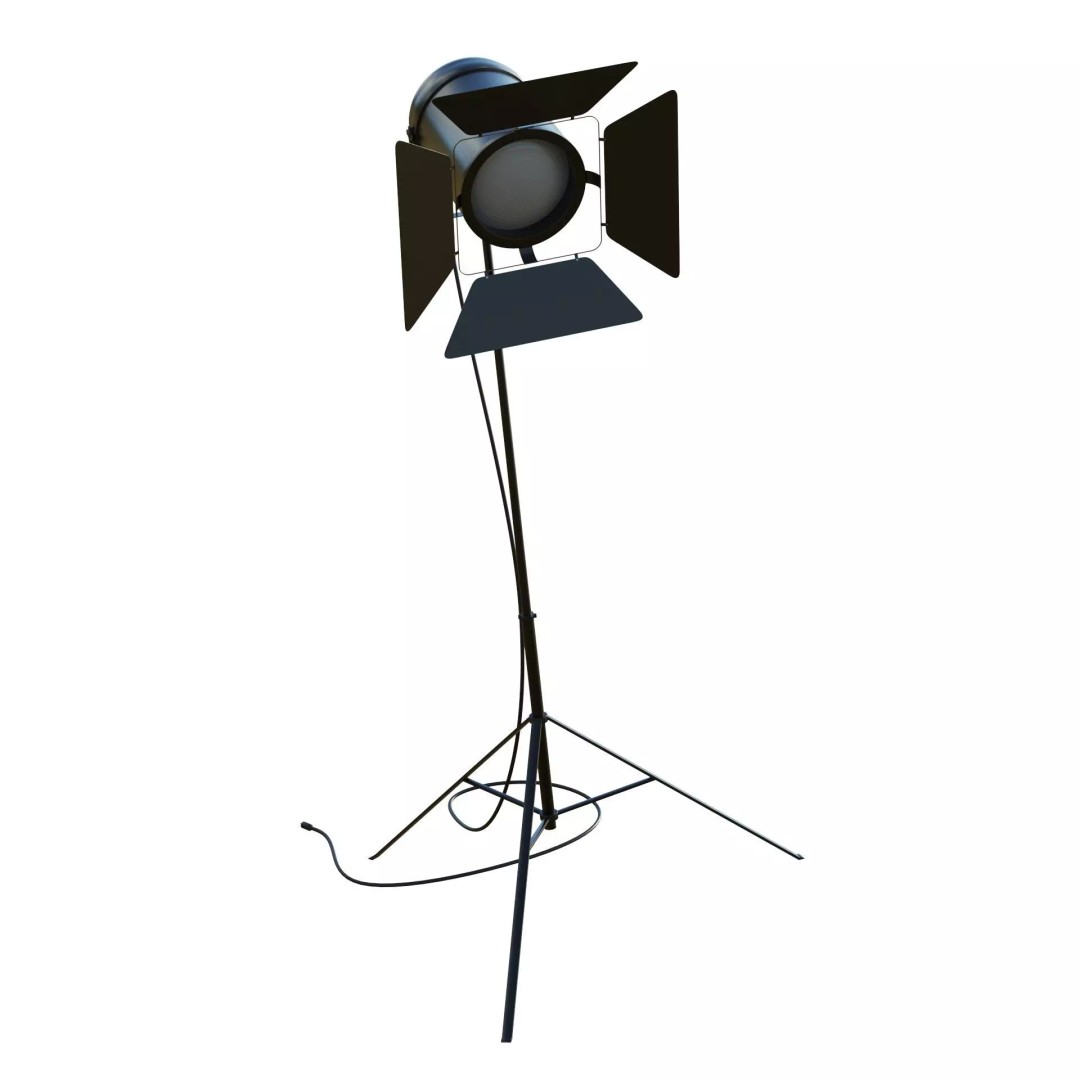 Studio Spotlight 3D Model – Low Poly PBR Asset, FBX, OBJ, Blender - View 11