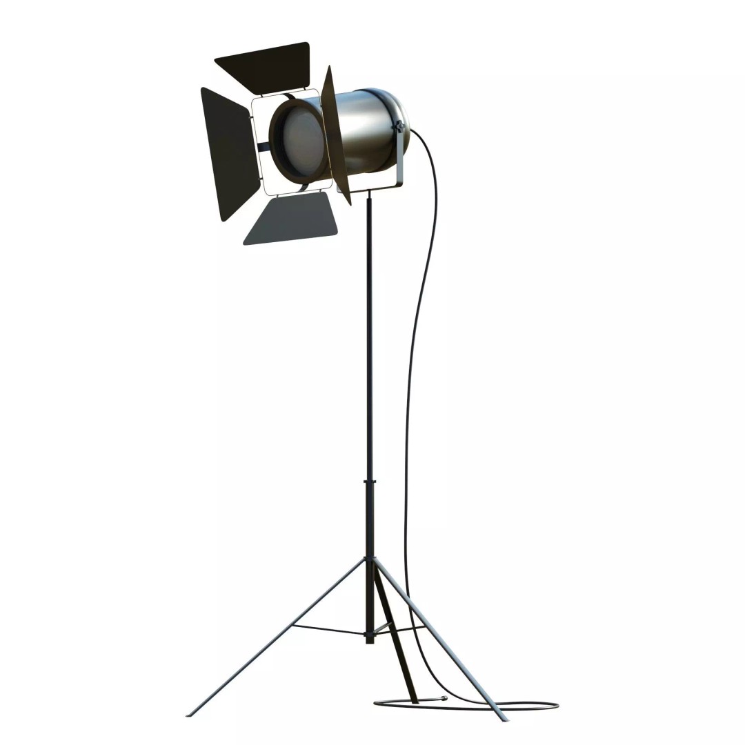 Studio Spotlight 3D Model – Low Poly PBR Asset, FBX, OBJ, Blender - View 12
