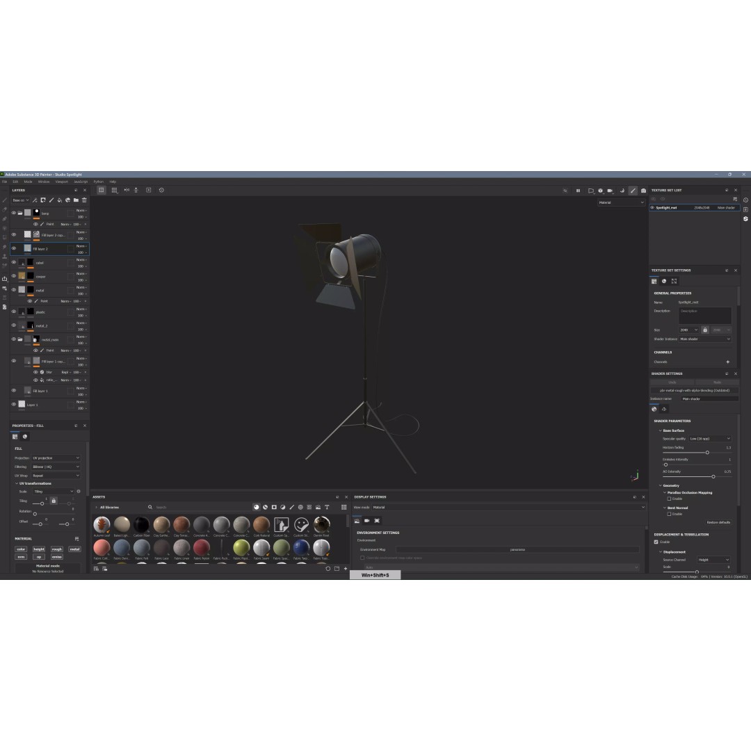 Studio Spotlight 3D Model – Low Poly PBR Asset, FBX, OBJ, Blender - View 14
