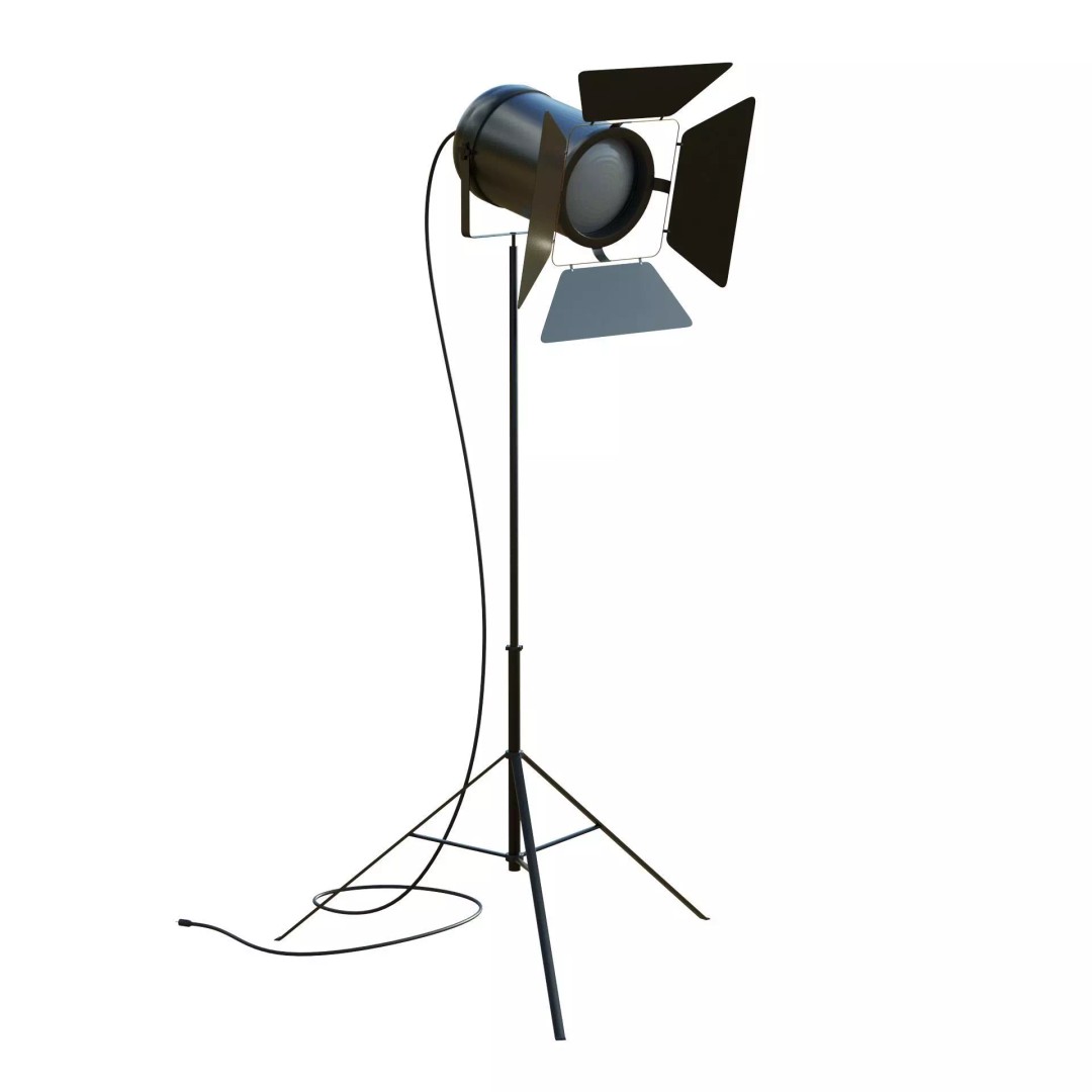 Studio Spotlight 3D Model – Low Poly PBR Asset, FBX, OBJ, Blender - View 3