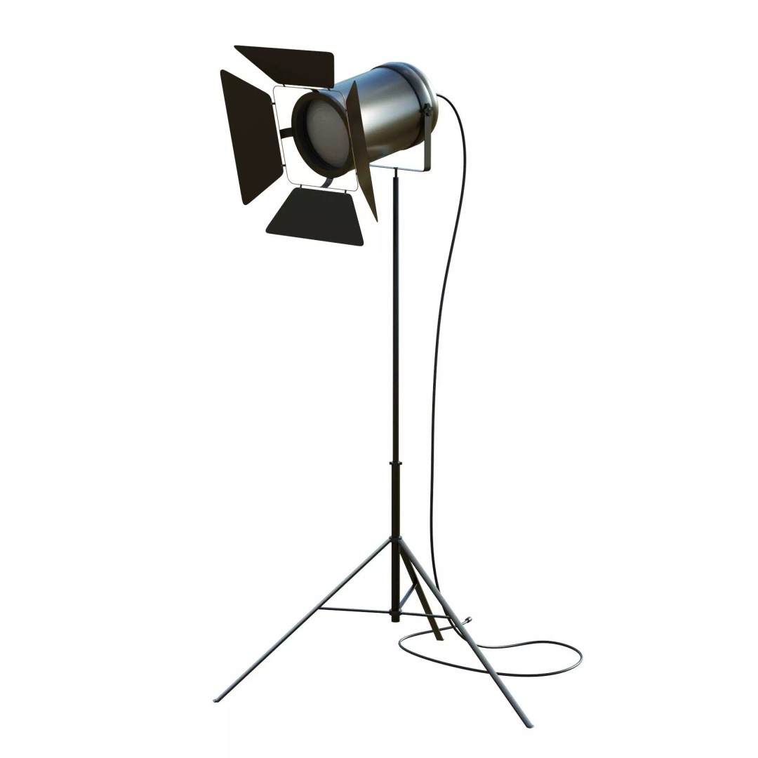 Studio Spotlight 3D Model – Low Poly PBR Asset, FBX, OBJ, Blender - View 5