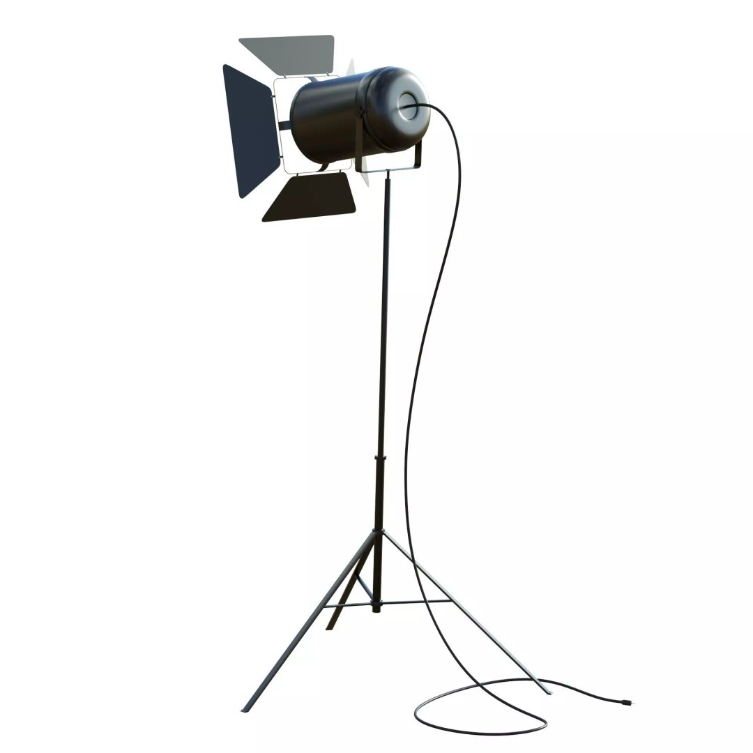 Studio Spotlight 3D Model – Low Poly PBR Asset, FBX, OBJ, Blender - View 7