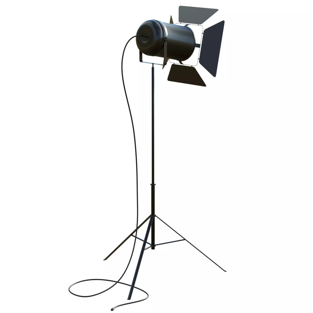 Studio Spotlight 3D Model – Low Poly PBR Asset, FBX, OBJ, Blender - View 8