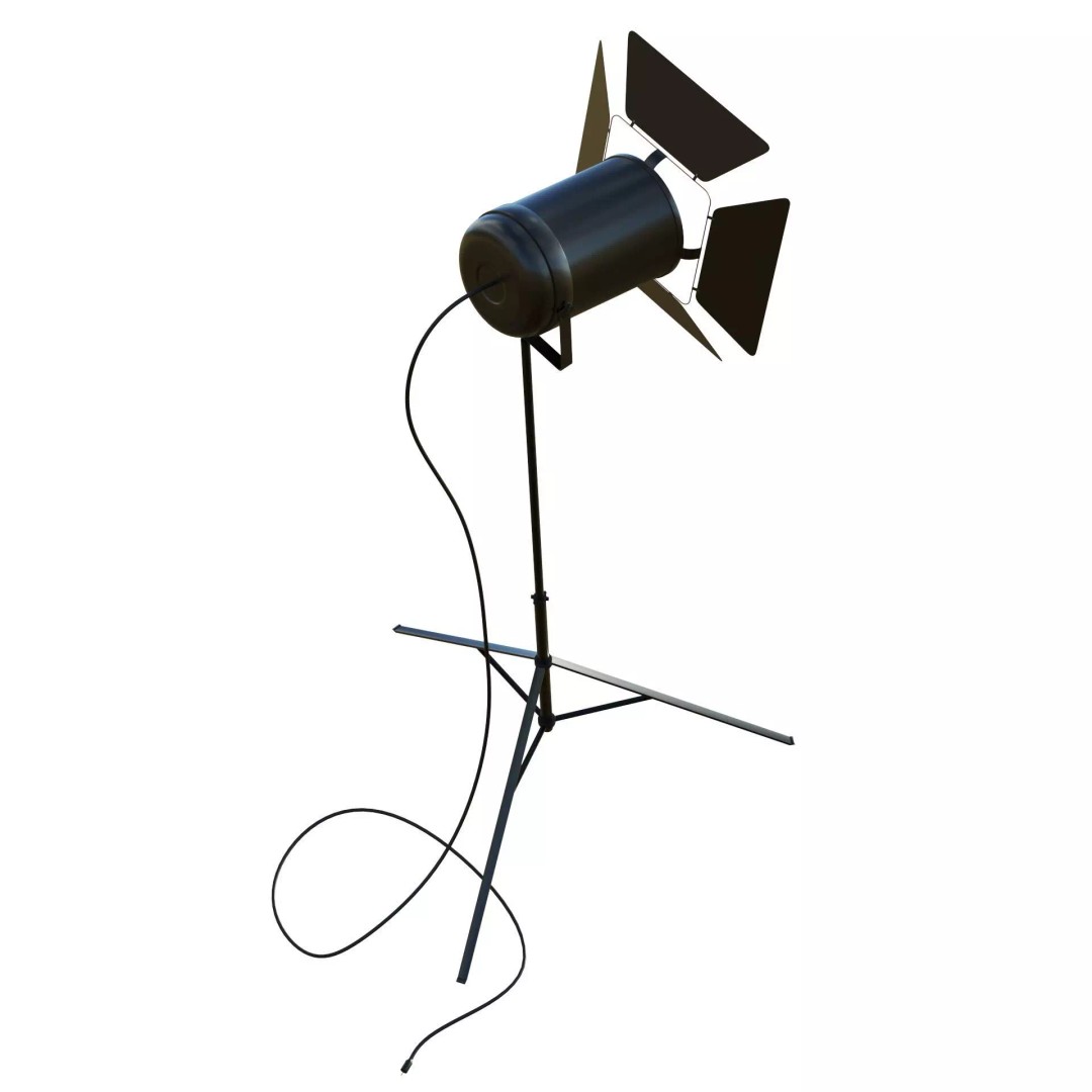 Studio Spotlight 3D Model – Low Poly PBR Asset, FBX, OBJ, Blender - View 9