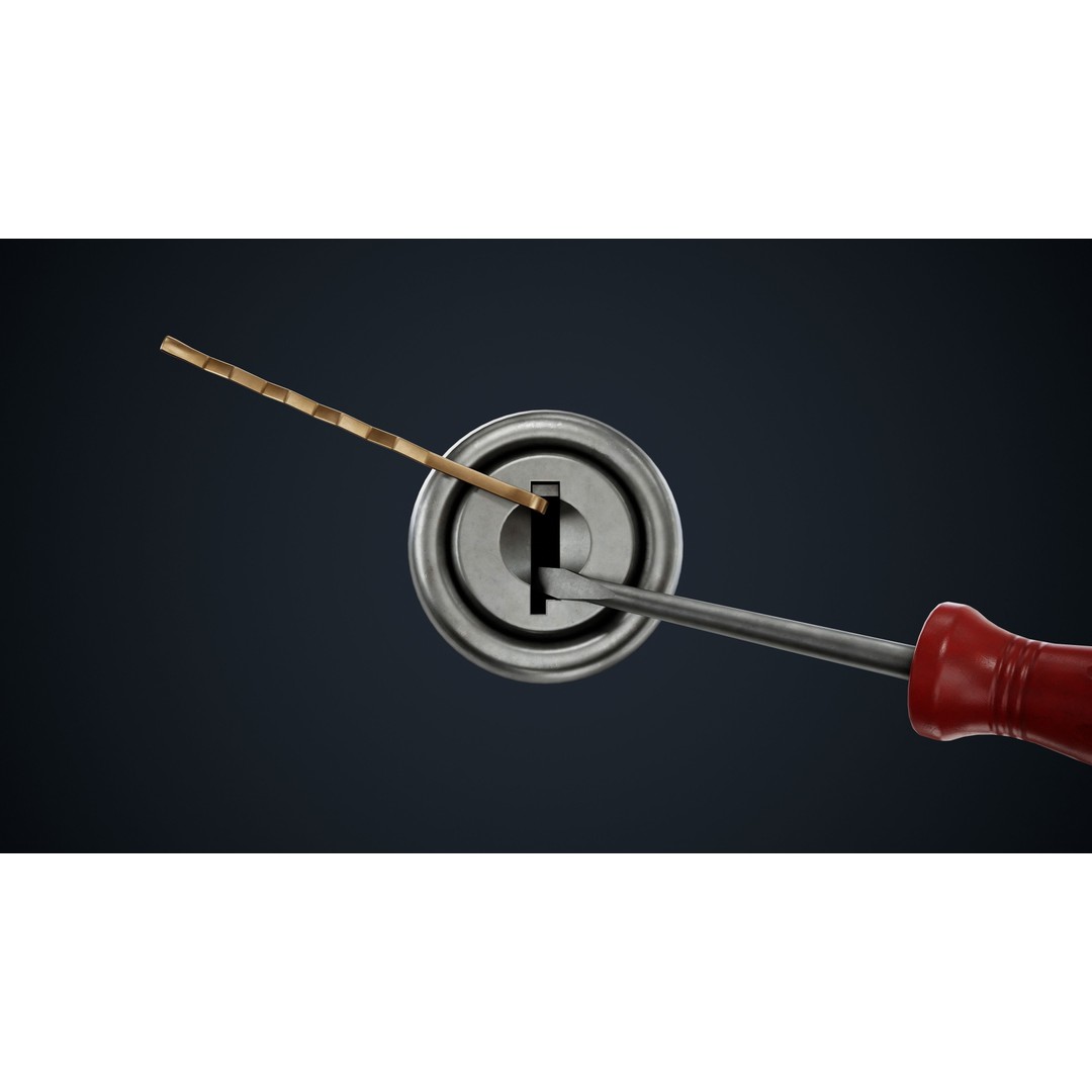 Lock Picking 3D Model – Low Poly Game Asset, FBX, Blender