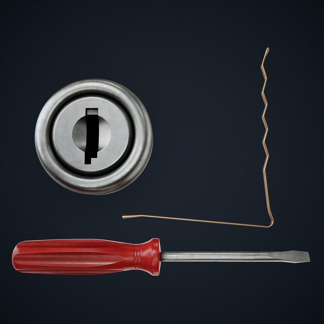Lock Picking 3D Model – Low Poly Game Asset, FBX, Blender - View 3