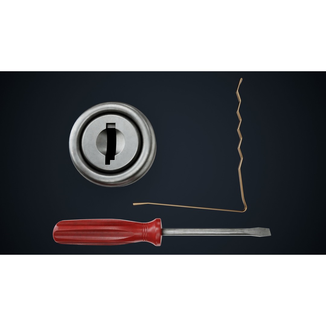 Lock Picking 3D Model – Low Poly Game Asset, FBX, Blender - View 5