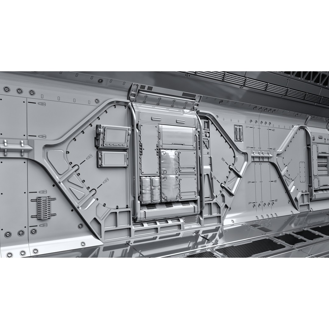 Sci-Fi Wall Panels 3D Model – Unique Hard-Surface Props, FBX, OBJ - View 10