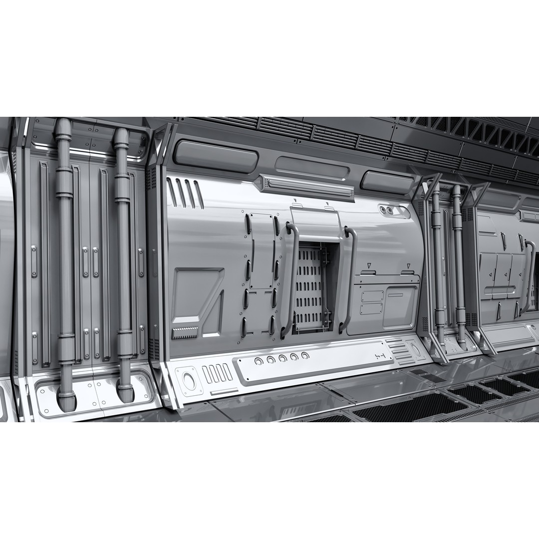 Sci-Fi Wall Panels 3D Model – Unique Hard-Surface Props, FBX, OBJ - View 12