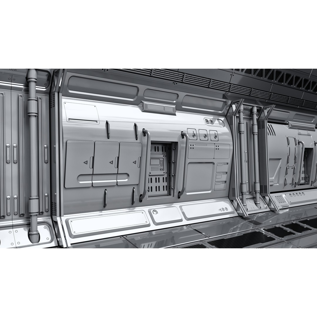 Sci-Fi Wall Panels 3D Model – Unique Hard-Surface Props, FBX, OBJ - View 14