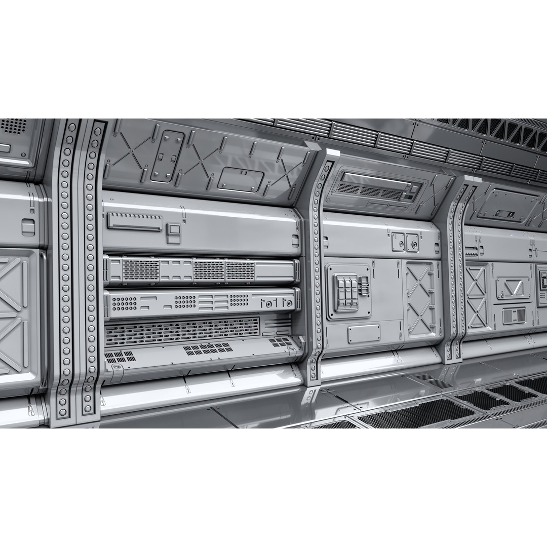 Sci-Fi Wall Panels 3D Model – Unique Hard-Surface Props, FBX, OBJ - View 16