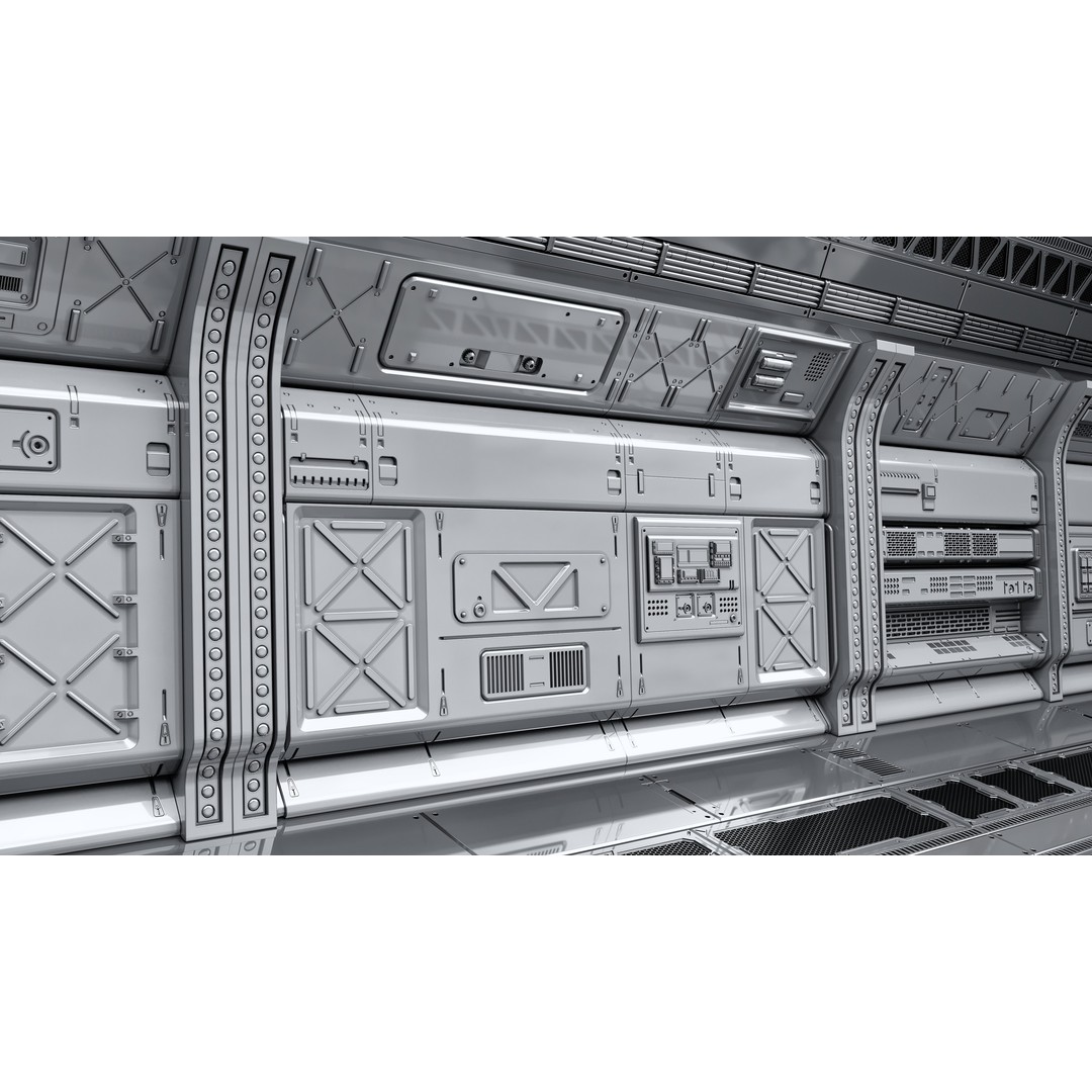 Sci-Fi Wall Panels 3D Model – Unique Hard-Surface Props, FBX, OBJ - View 18